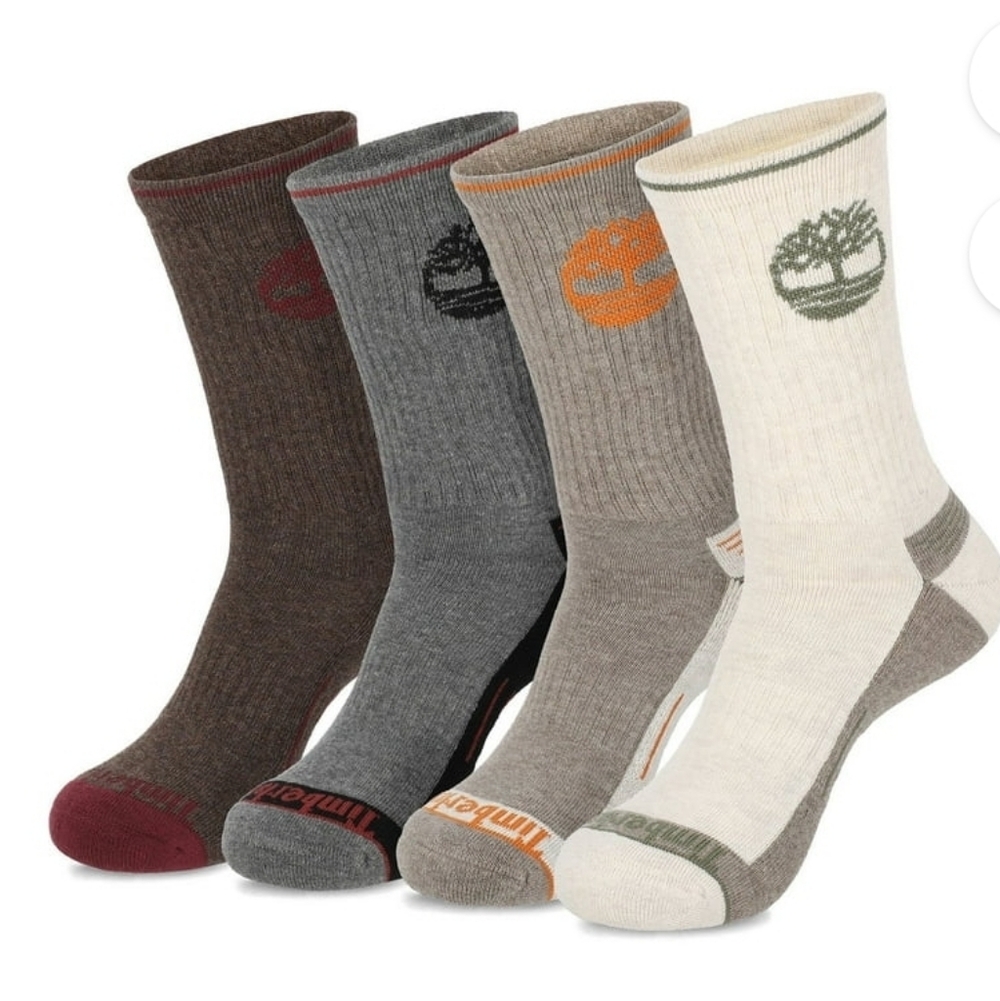 (Ew)Timberland Men's Athletic Crew Socks -4pack